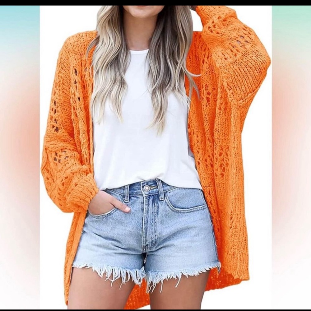 Brand new without tags. Semi-oversized open front crochet sweater/kimono .
